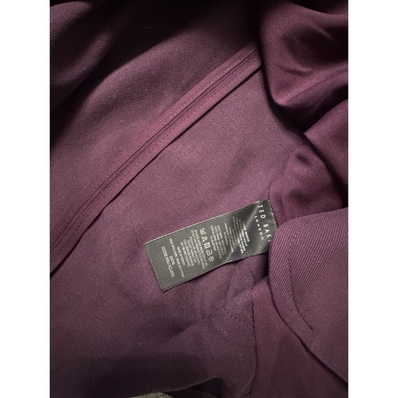 Ted Baker Blazer Women XL Size 5 Purple Wine Red Kclara‎ Relax Fit Patch Jacket - Picture 7 of 10